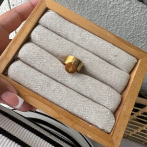 Bague Breloque médaille éclair Doré