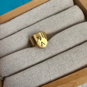 Bague Breloque Lettre Doré