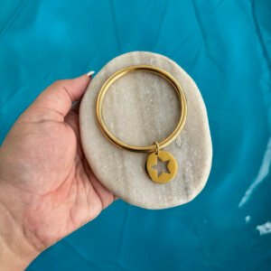 Jonc médaille étoile vide doré