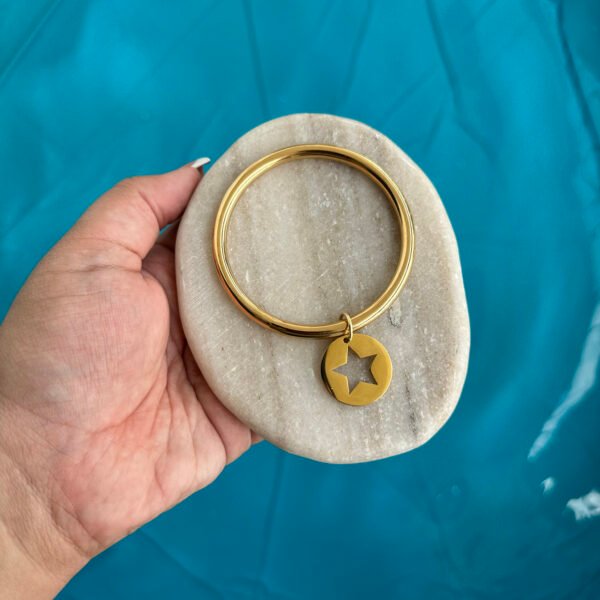 Jonc médaille étoile vide doré